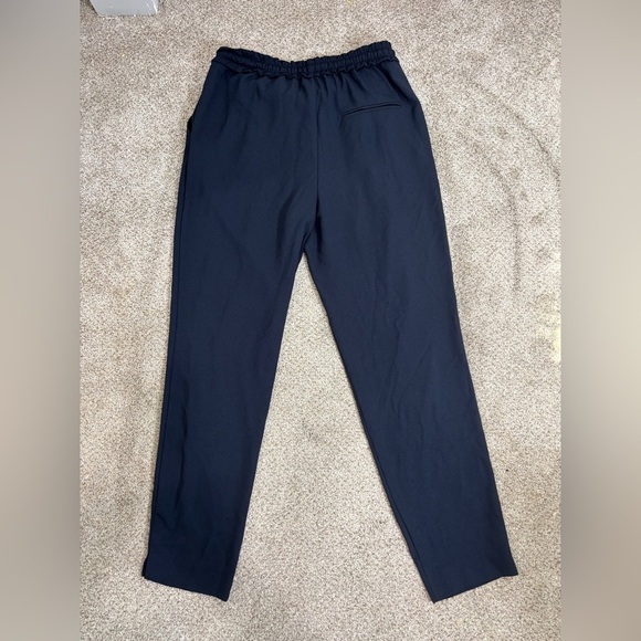 ZARA WOMAN NAVY BLUE Straight PANTS ELASTIC WAISTBAND Sz S Business Casual - Picture 7 of 11